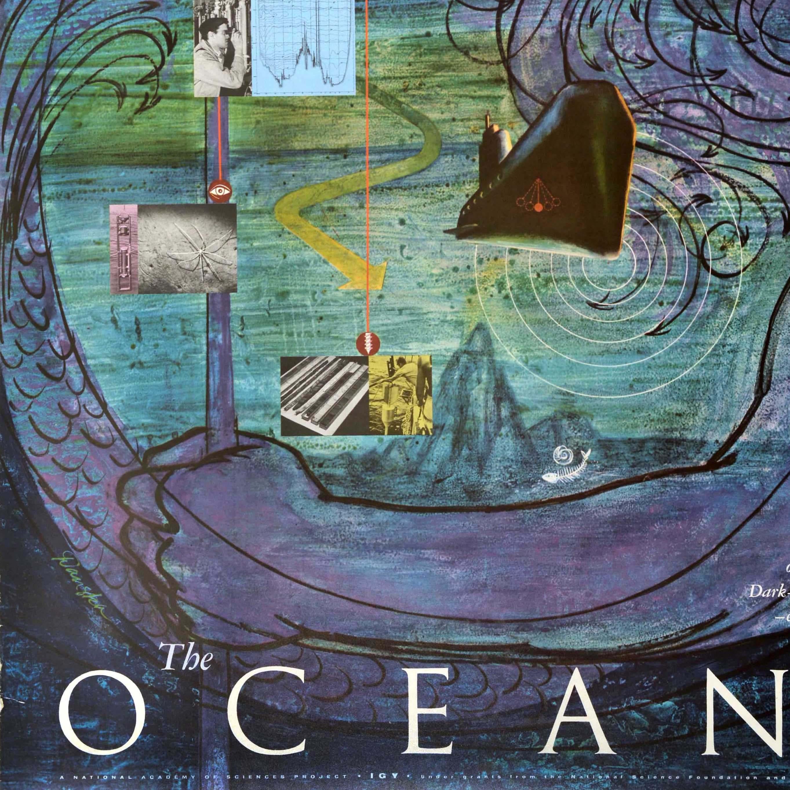 Poster originale d'epoca dell'Accademia Nazionale delle Scienze NAS Oceani Herbert Danska In condizioni buone in vendita a London, GB