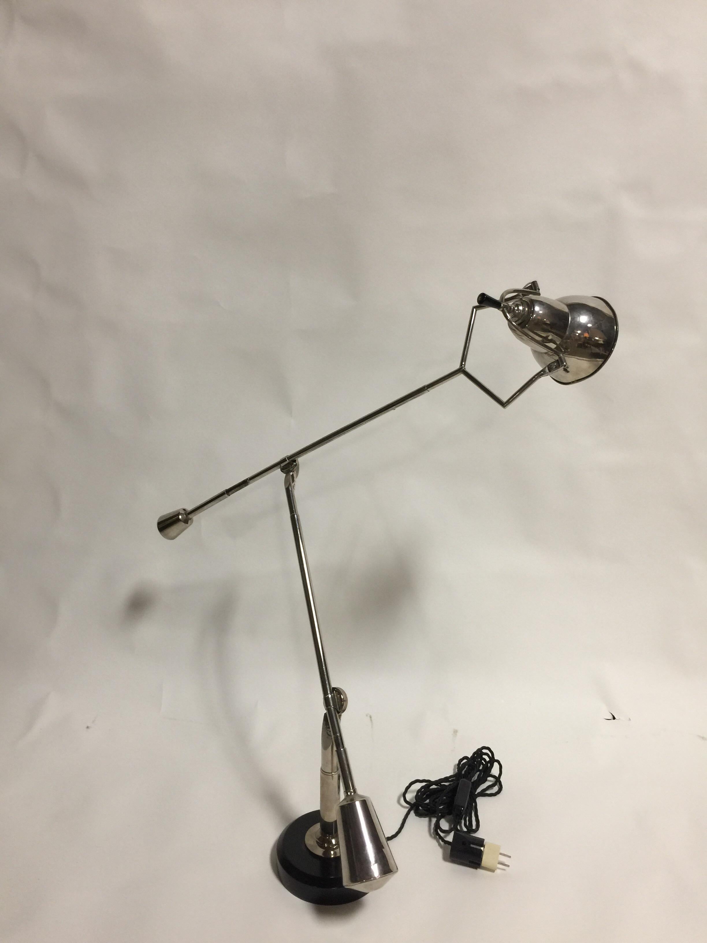 Original Vintage Nickel Desk Lamp by Édouard-Wilfred Buquet 2