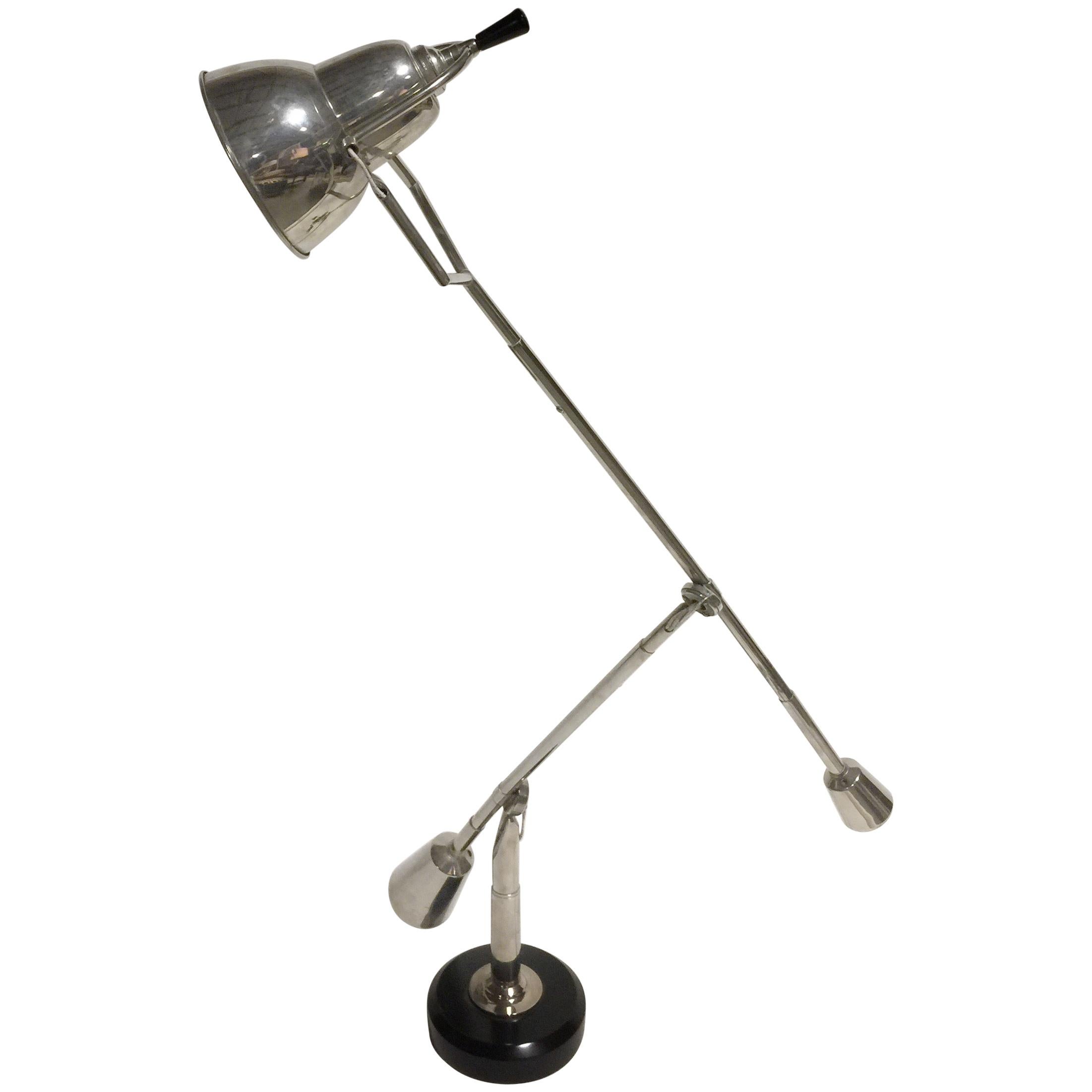 Original Vintage Nickel Desk Lamp by Édouard-Wilfred Buquet