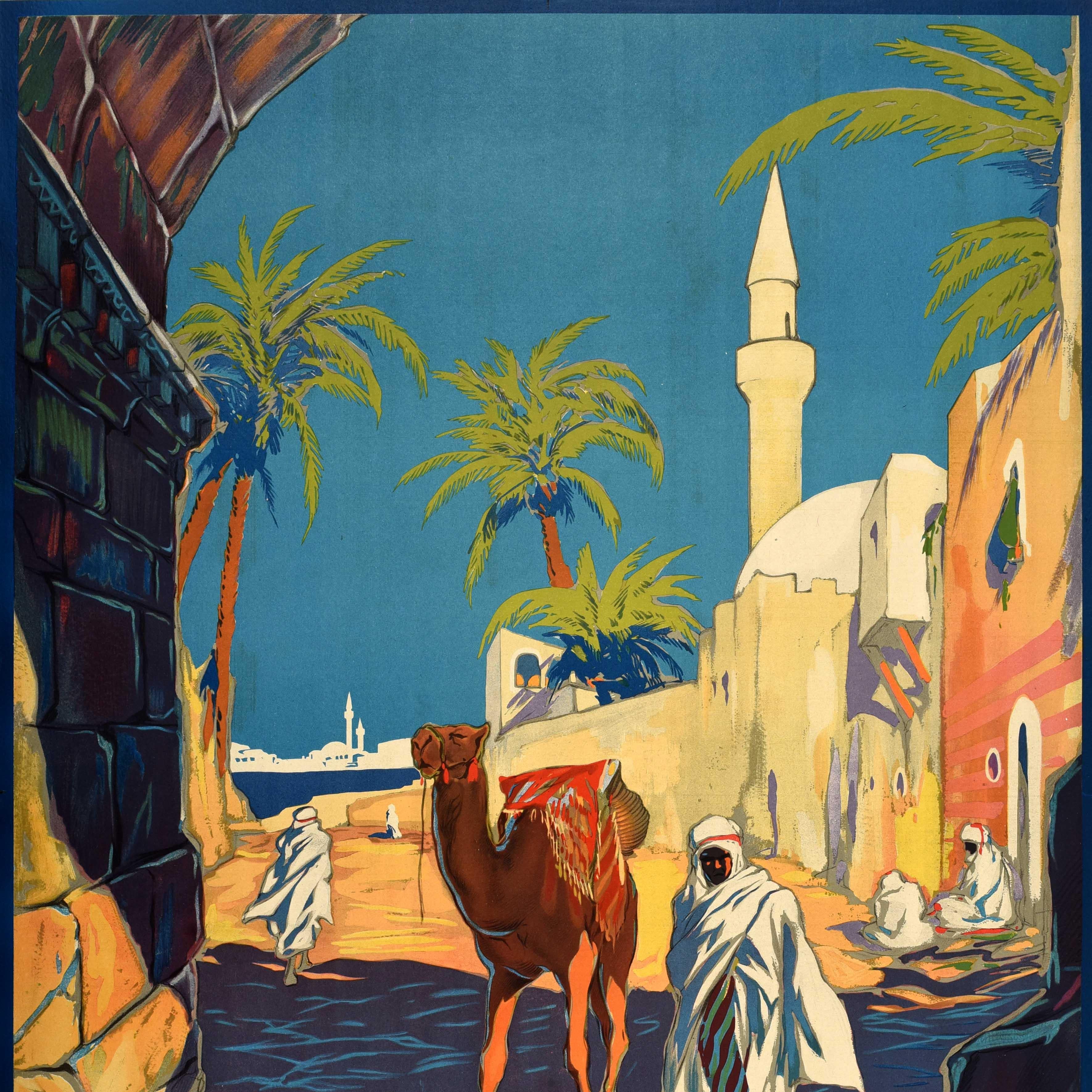 Italiano Poster pubblicitario d'epoca per il viaggio in Nord Africa Tripoli Libia Libia ENIT in vendita