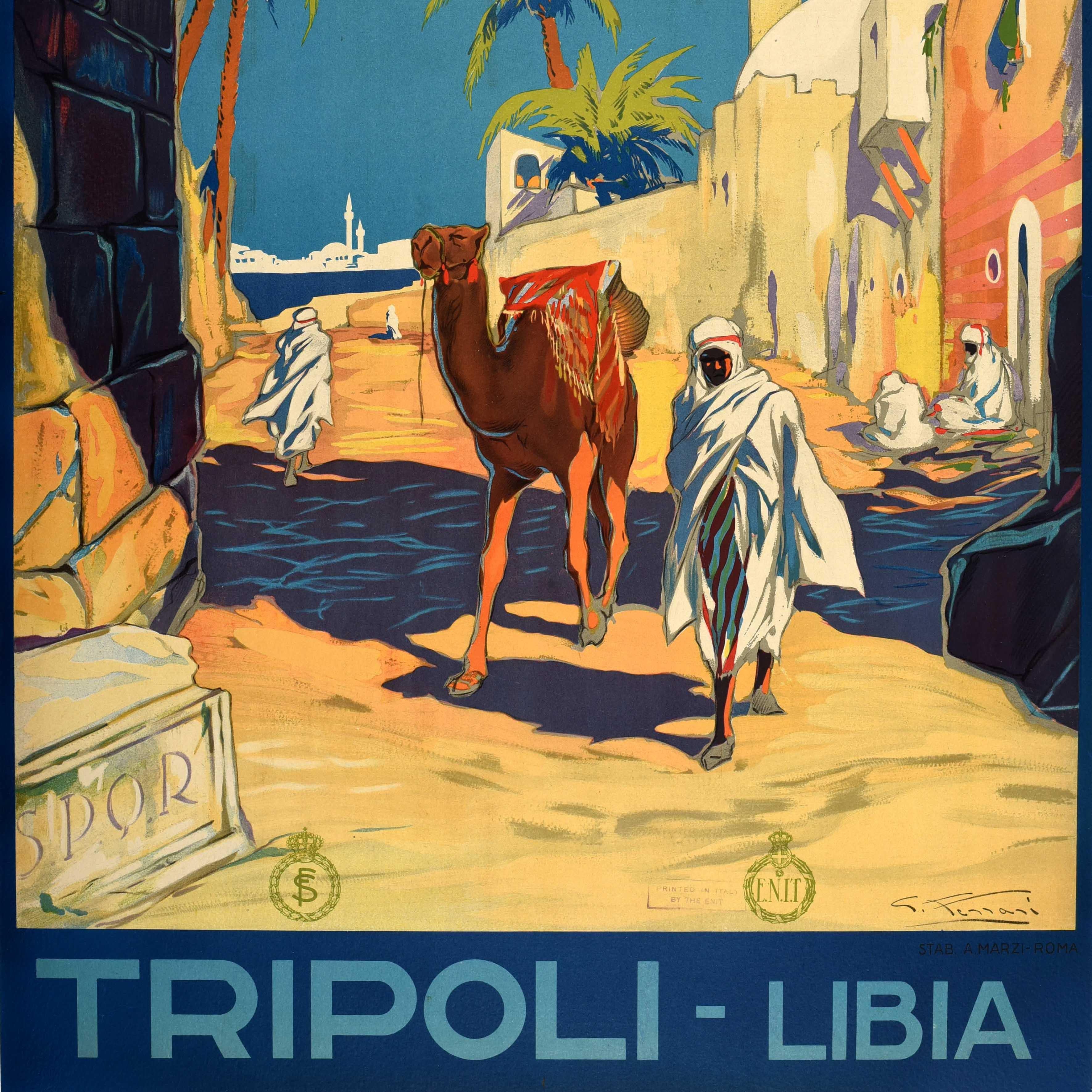 Poster pubblicitario d'epoca per il viaggio in Nord Africa Tripoli Libia Libia ENIT In condizioni buone in vendita a London, GB
