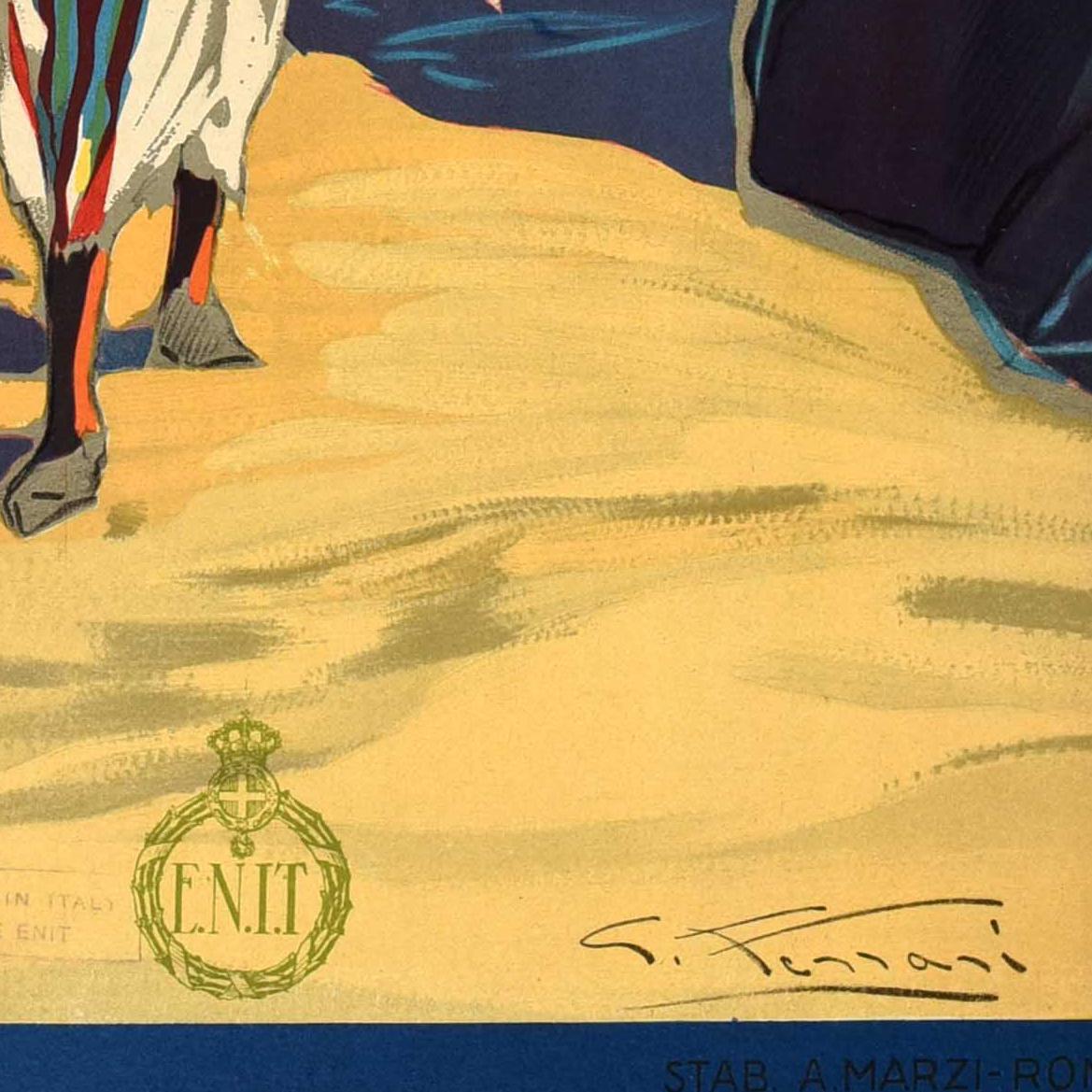 Metà XX secolo Poster pubblicitario d'epoca per il viaggio in Nord Africa Tripoli Libia Libia ENIT in vendita