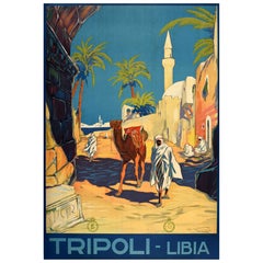 Original Vintage North Africa Travel Advertising Poster Tripoli Libia Libya ENIT