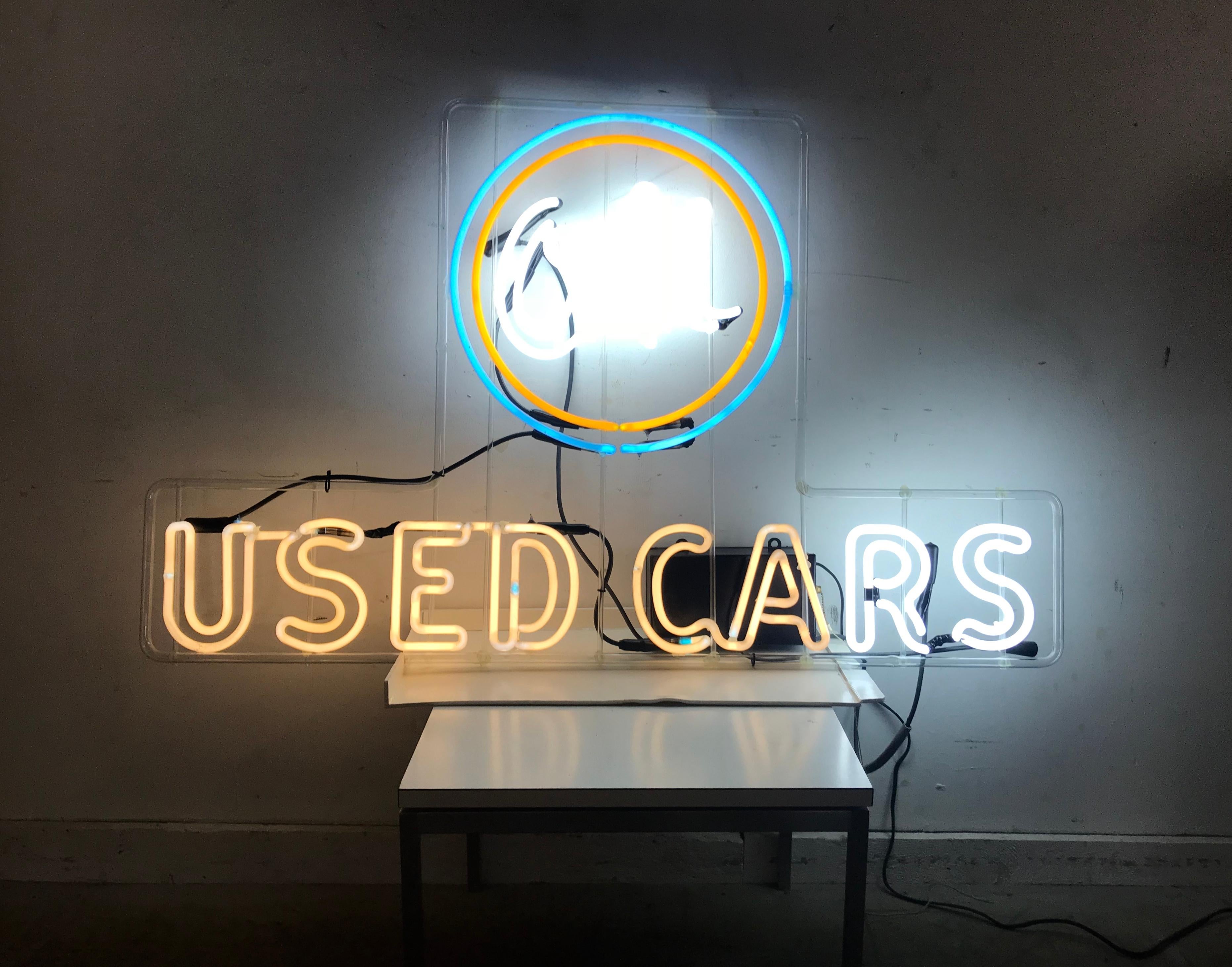 American Original Vintage Ok Used Cars Neon Sign, Large Measuring