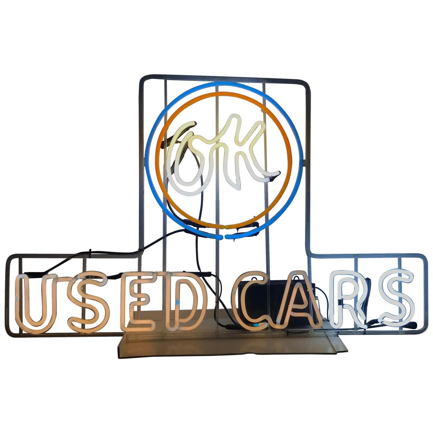 Original Vintage Ok Used Cars Neon Sign, Large Measuring at 1stDibs ...