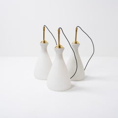 Original Vintage Opaline British Church Pendant Lights Trio