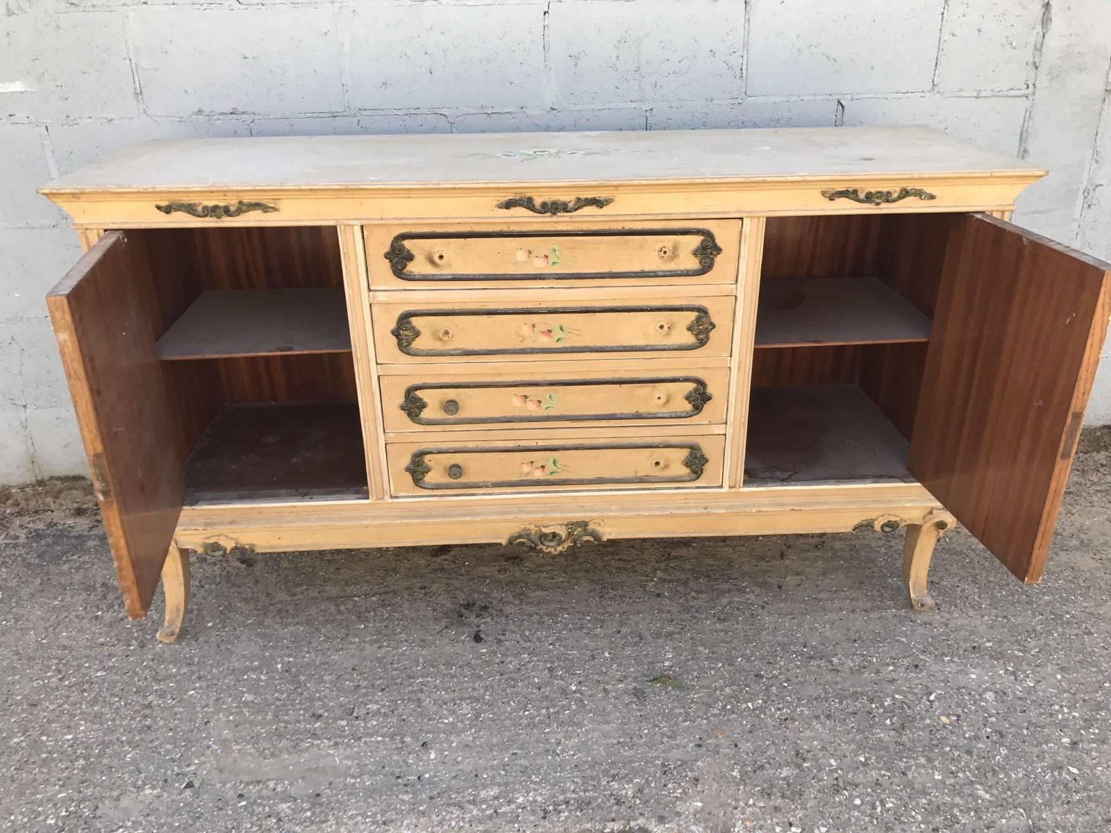 Original Vintage Painted French Sideboard/Drawers, Antique, Rare For Sale 2