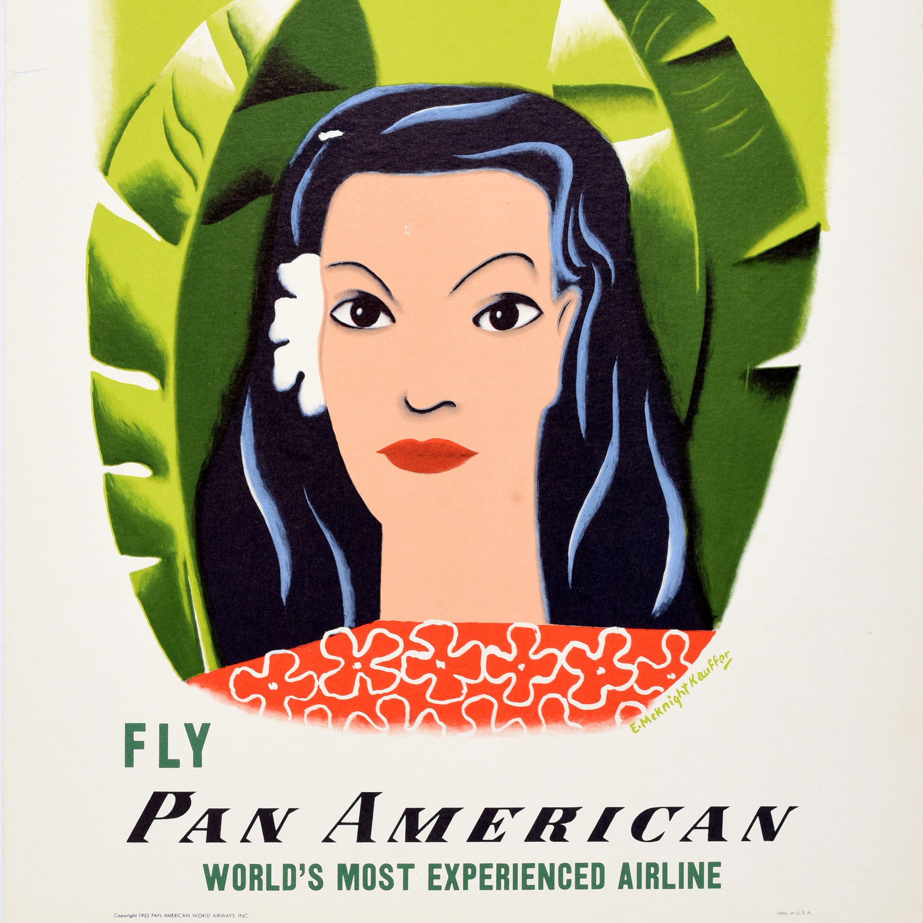 Original Vintage PanAm Travel Advertising Poster Aloha Hawaii McKnight Kauffer im Zustand „Gut“ im Angebot in London, GB