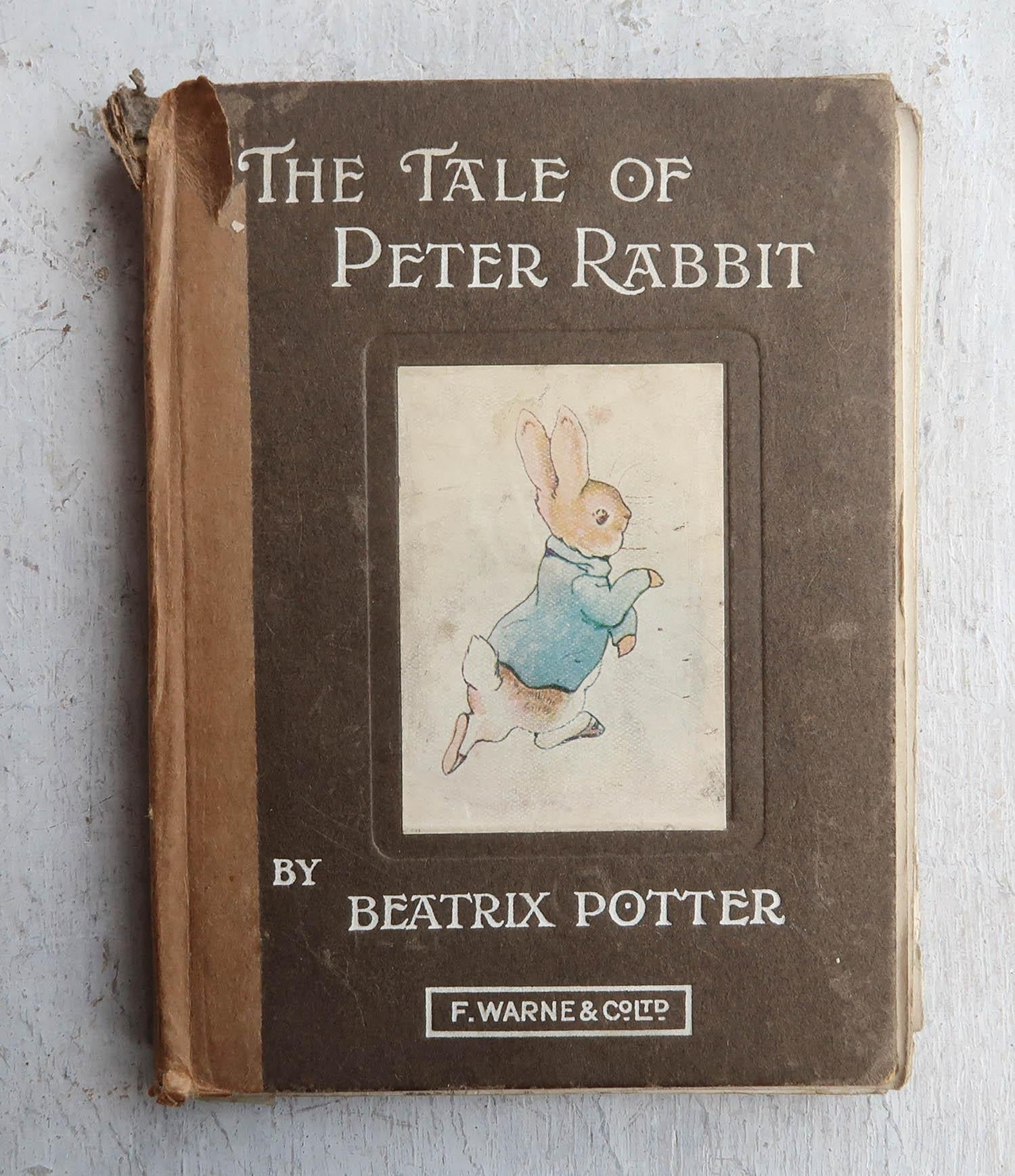 Folk Art Original Vintage Peter Rabbit Print After Beatrix Potter. C.1920