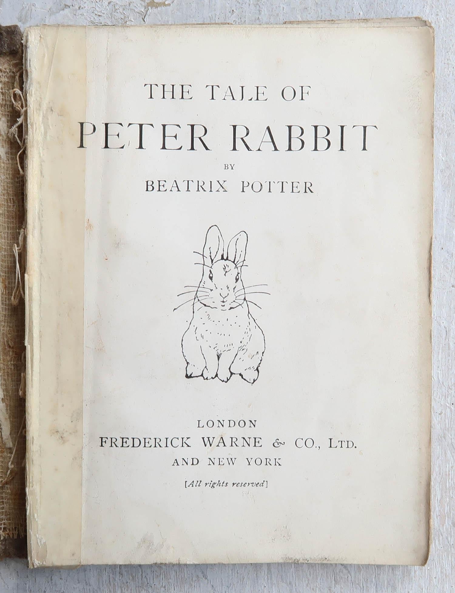 British Original Vintage Peter Rabbit Print After Beatrix Potter. C.1920