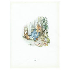 Original Antique Peter Rabbit Print After Beatrix Potter. C.1920