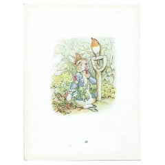 Original Antique Peter Rabbit Print After Beatrix Potter. C.1920