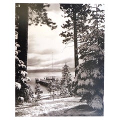 Original Antique Photo of "Lake Tahoe with Snow and Trees" American, Dated 1905