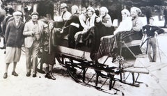 Original Vintage Photo; The Lake Tahoe Area "Group of People Sledding" Date 1931