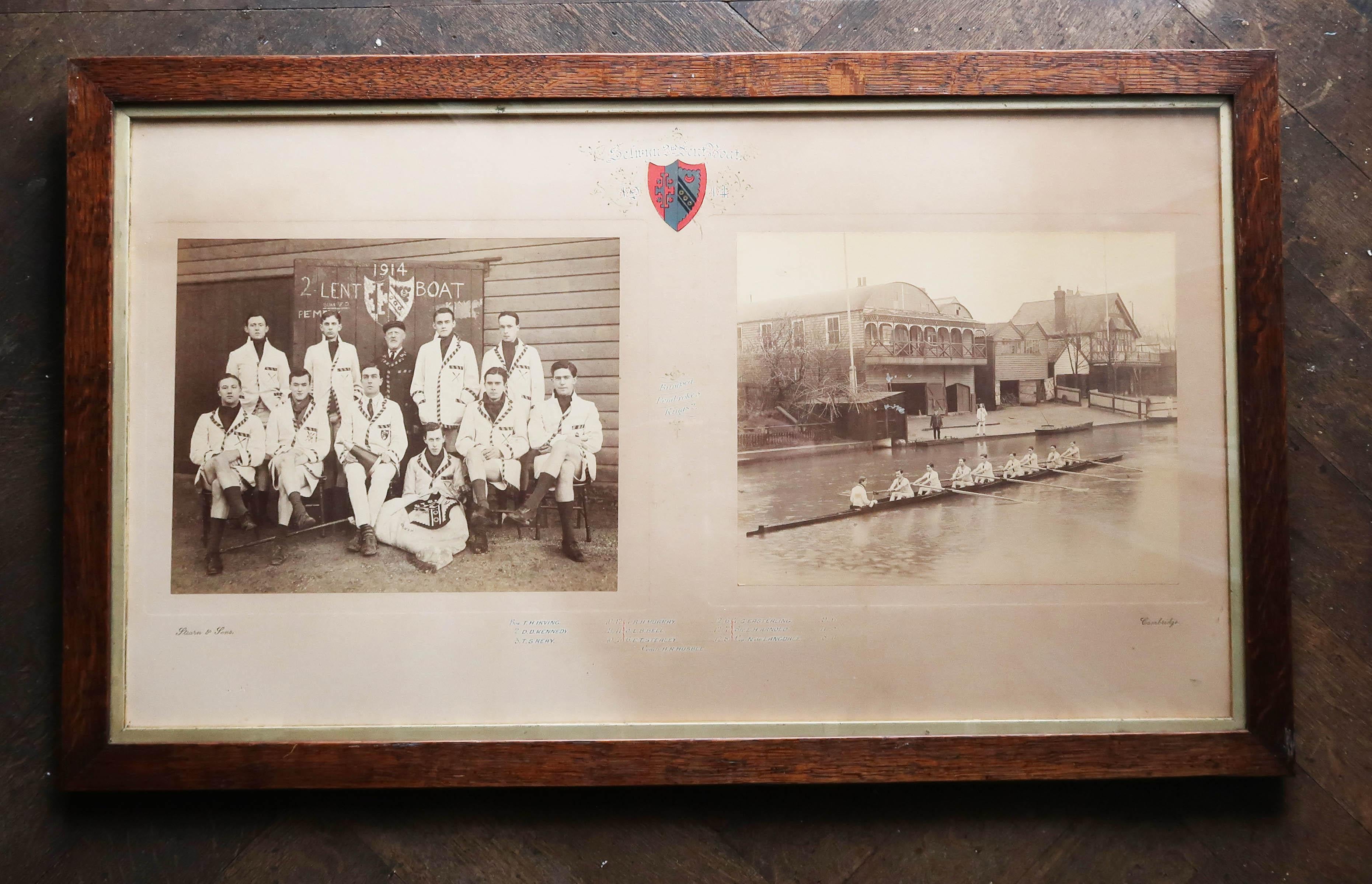 Edwardian Original Vintage Photograph of A Cambridge Rowing Team. Dated 1914