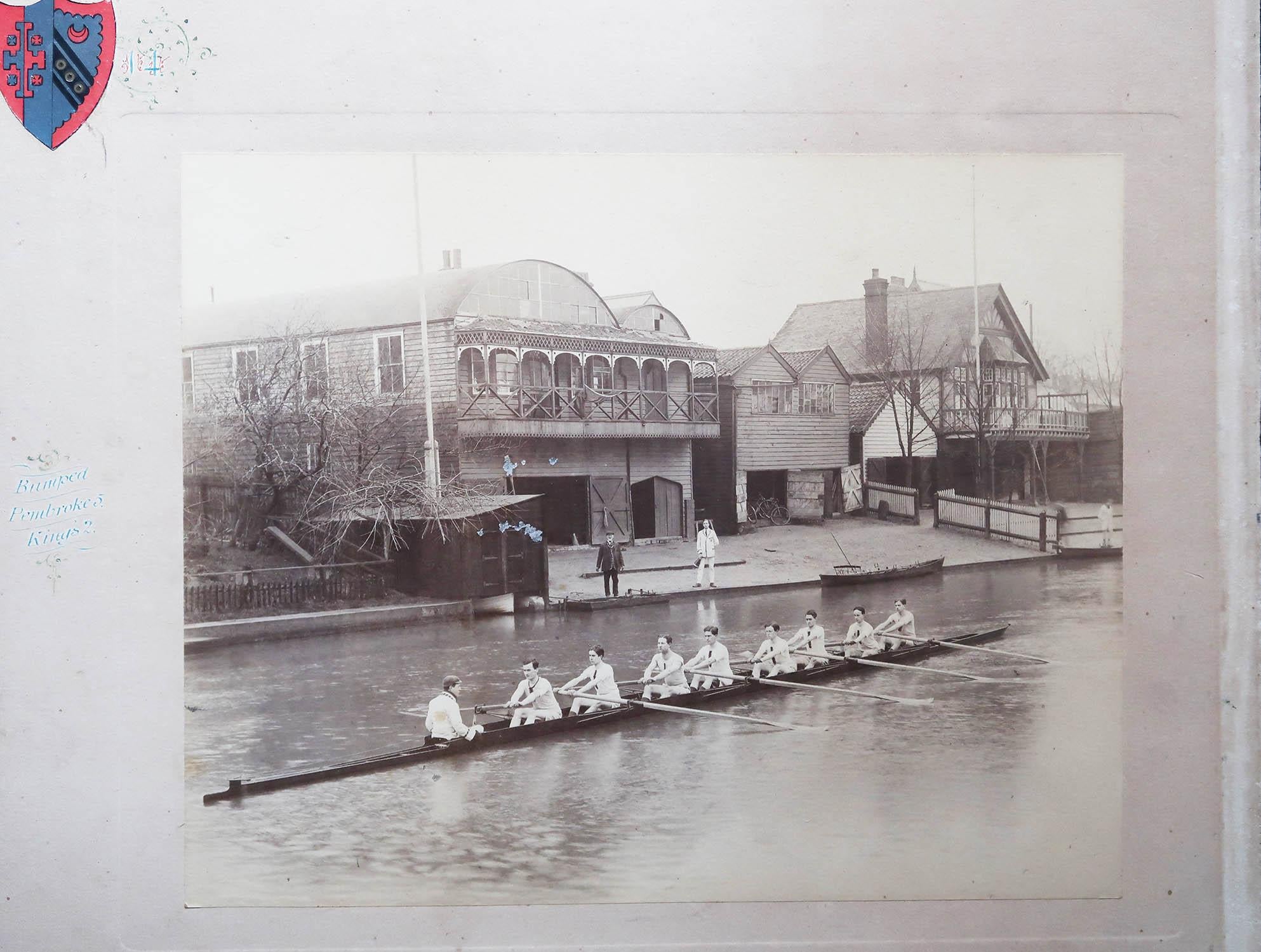Original Vintage Photograph of A Cambridge Rowing Team. Dated 1914 In Good Condition For Sale In St Annes, Lancashire