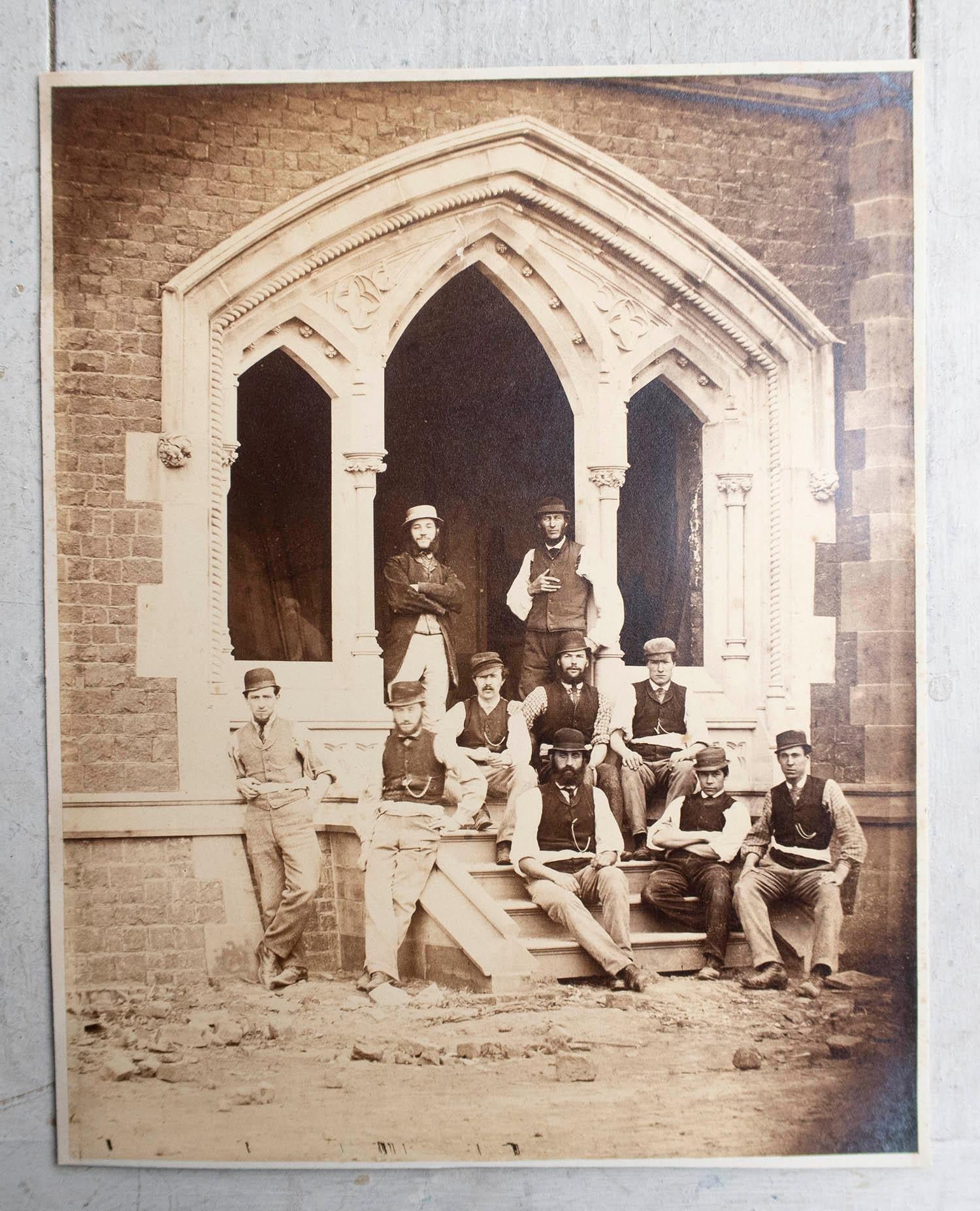 Mid-Century Modern Original Vintage Photograph of Construction Workers. C.1870