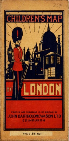 Original Vintage Pictorial Travel Poster Children's Map Of London Fairytales Art