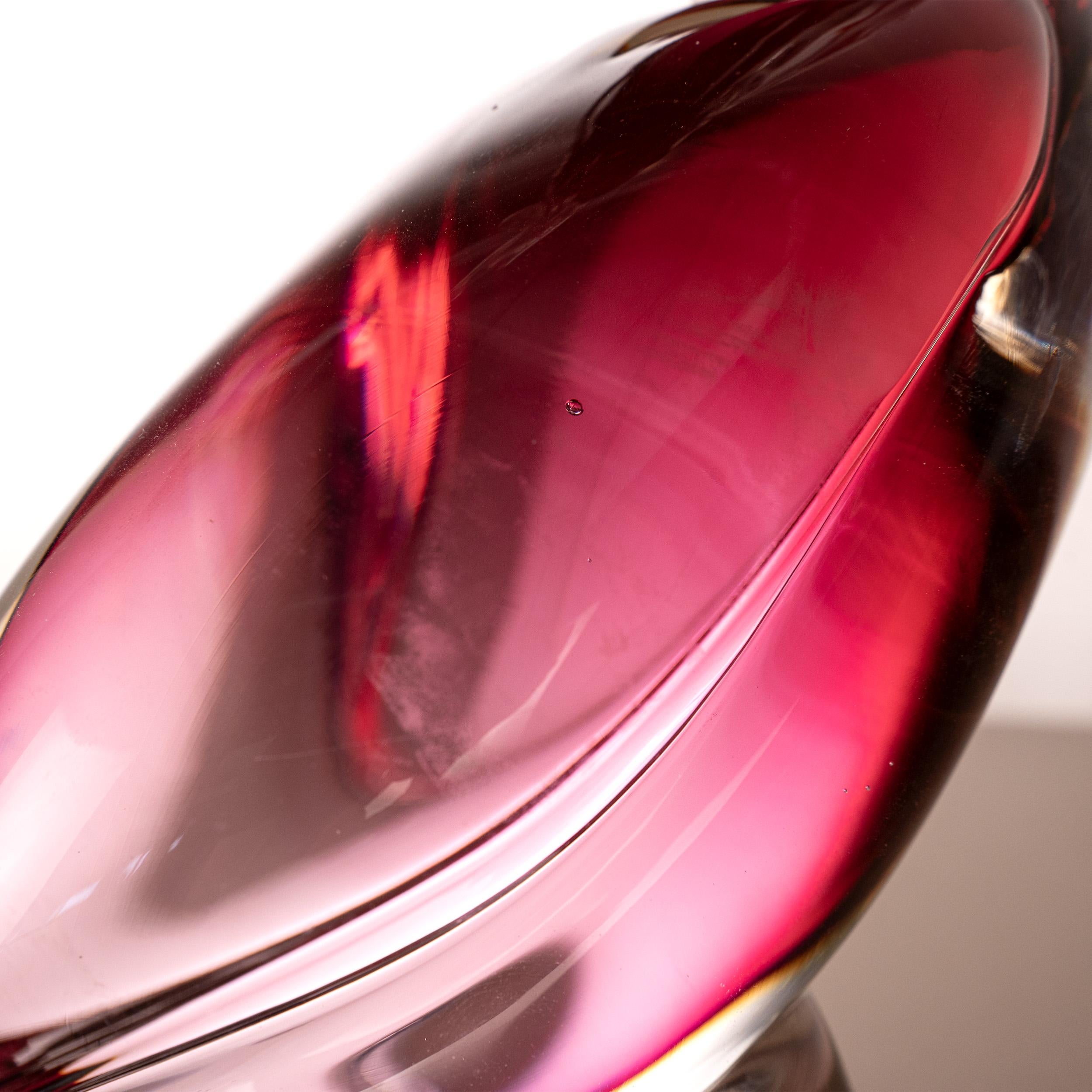 Scultura di pellicano in vetro di Murano rosa originale, fatta a mano in Italia in stock In condizioni buone in vendita a Venezia, IT
