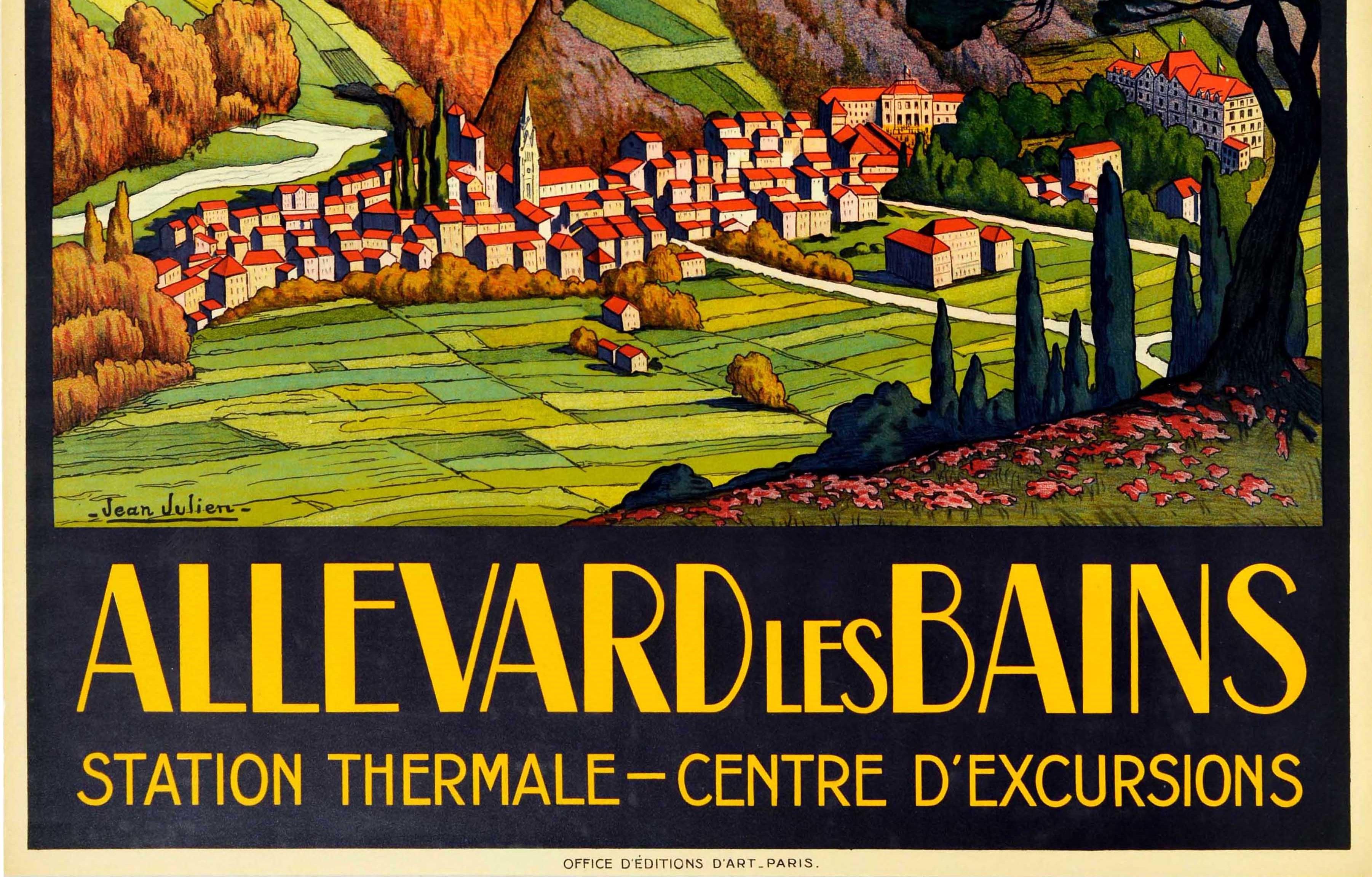 French Original Vintage PLM Railway Travel Poster Allevard Les Bains Thermal Spa Alps For Sale