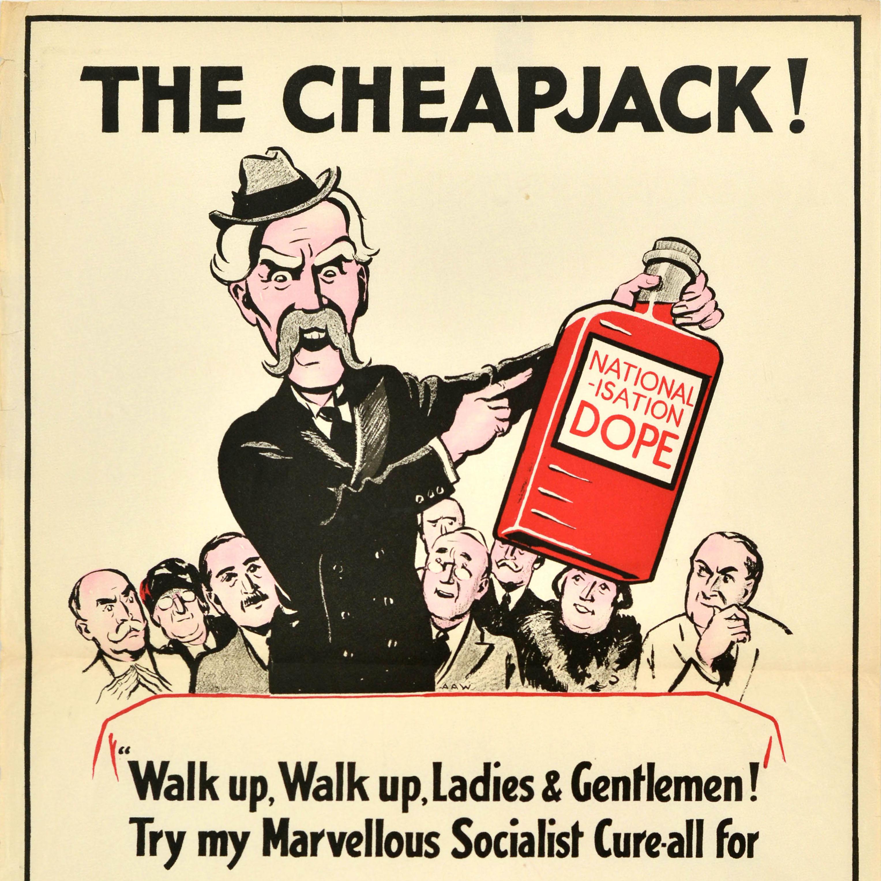 British Original Vintage Political Propaganda Poster Cheapjack Ramsay MacDonald Dope For Sale