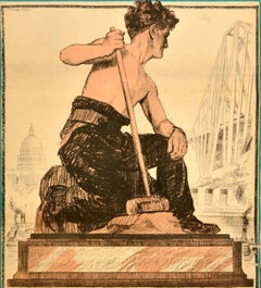 Poster di propaganda politica originale d'epoca Prosperità industriale Vota il lavoro