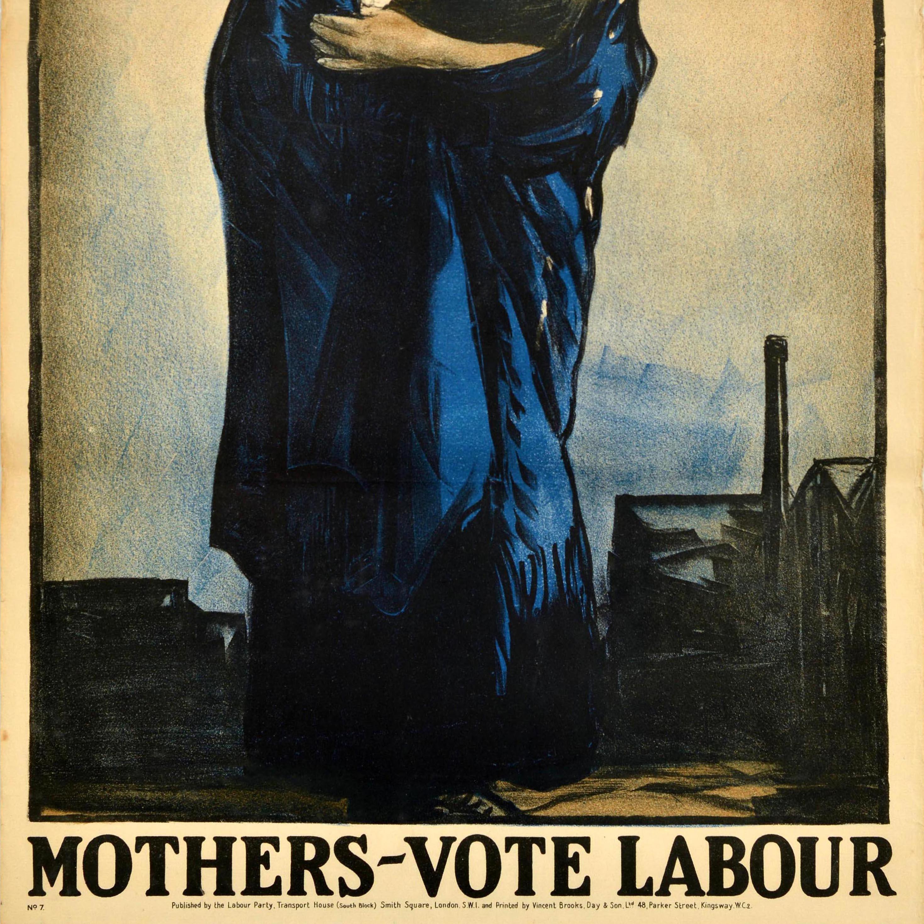Original Vintage Political Propaganda Poster Mothers Vote Labour UK Election In Good Condition In London, GB