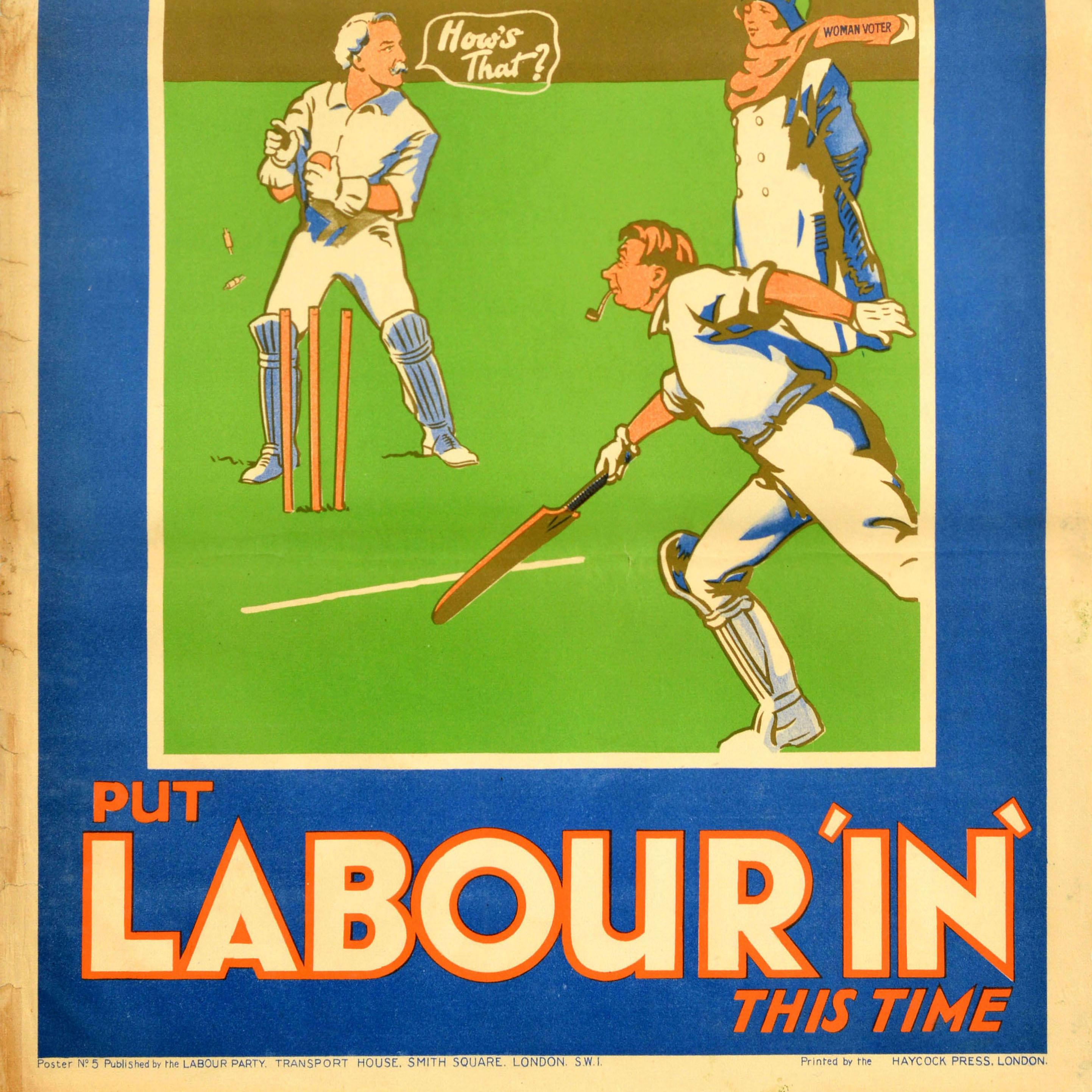 Original Vintage Cartel de Propaganda Política Nueva Mujer Votante Partido Laborista en Bueno Estado en London, GB