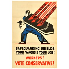 Originales politisches Propagandaplakat im Vintage-Stil  Schutz von Arbeitnehmern Konservativ