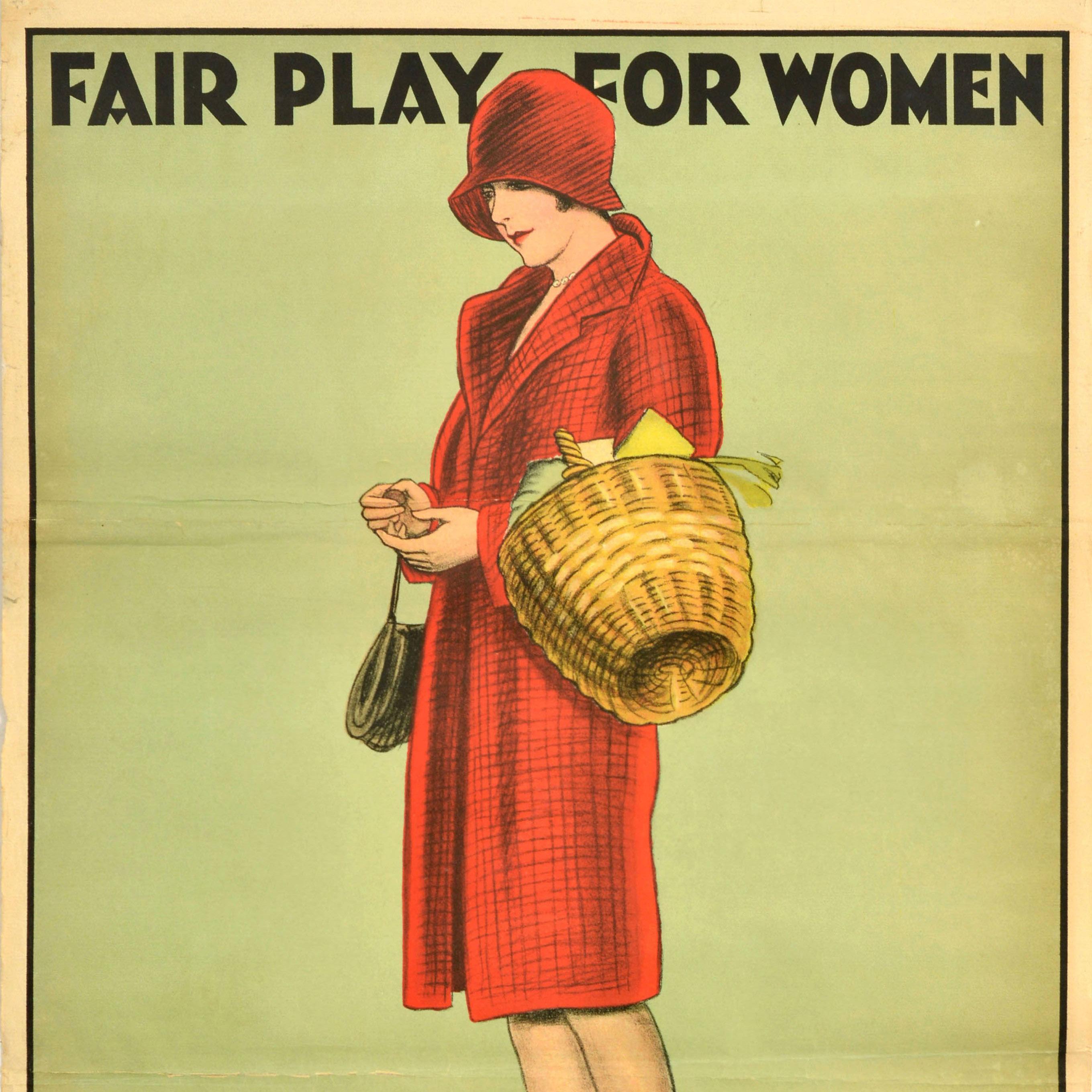 British Original Vintage Political Propaganda Poster Vote Liberal Fair Play For Women
