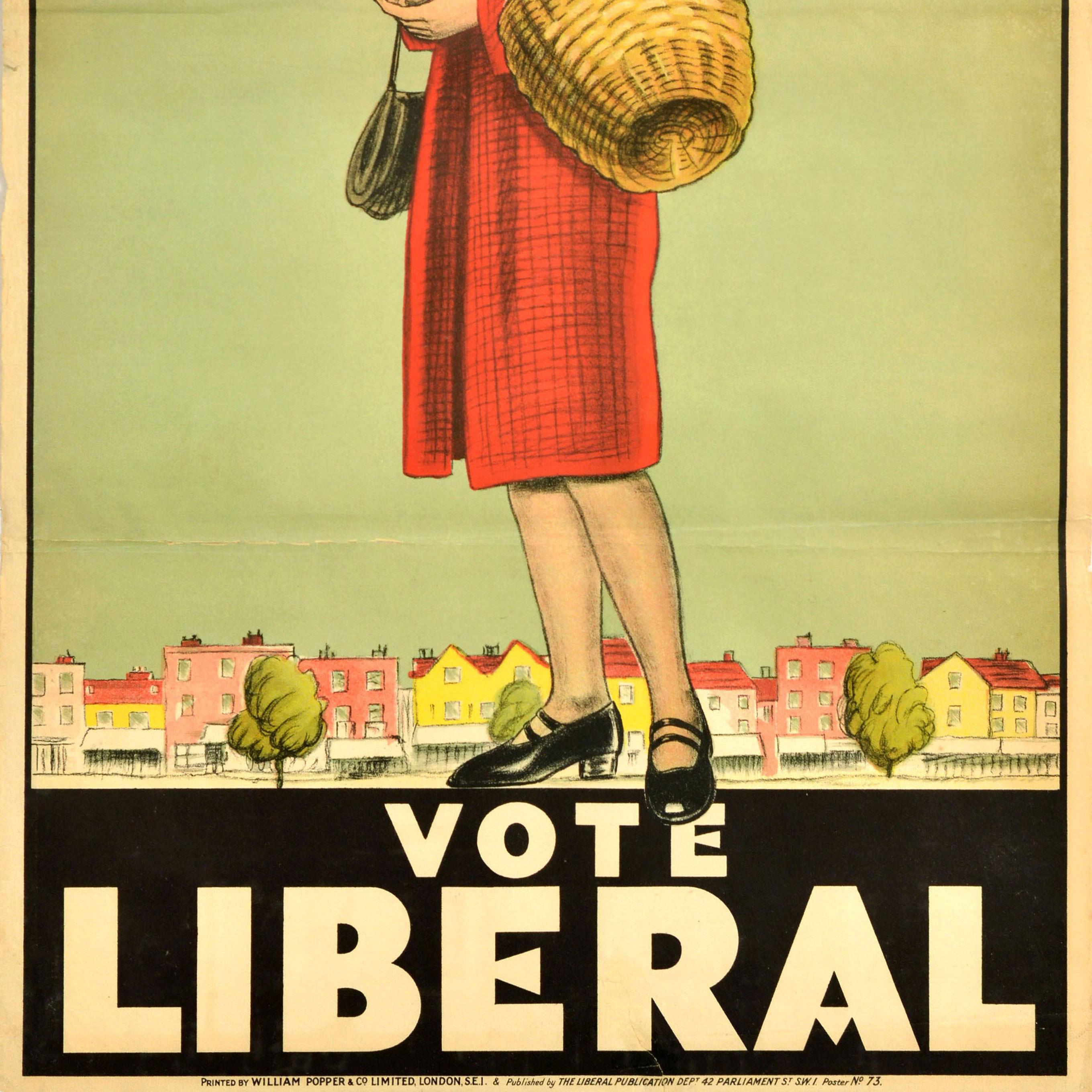 Original Vintage Political Propaganda Poster Vote Liberal Fair Play For Women In Fair Condition In London, GB