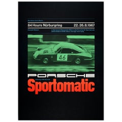 Original Vintage Porsche 911 Sportomatic Poster Nurburgring Endurance Motor Race