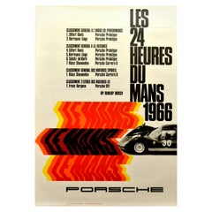 Original Vintage Porsche Poster Le Mans 1966 24 Hour Grand Prix Race Motor Sport