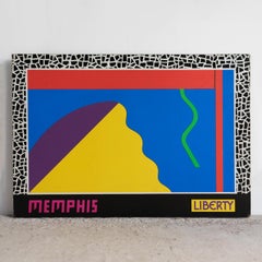 Original Vintage Post Modern Advertising Sign For Memphis Group At Liberty & Co