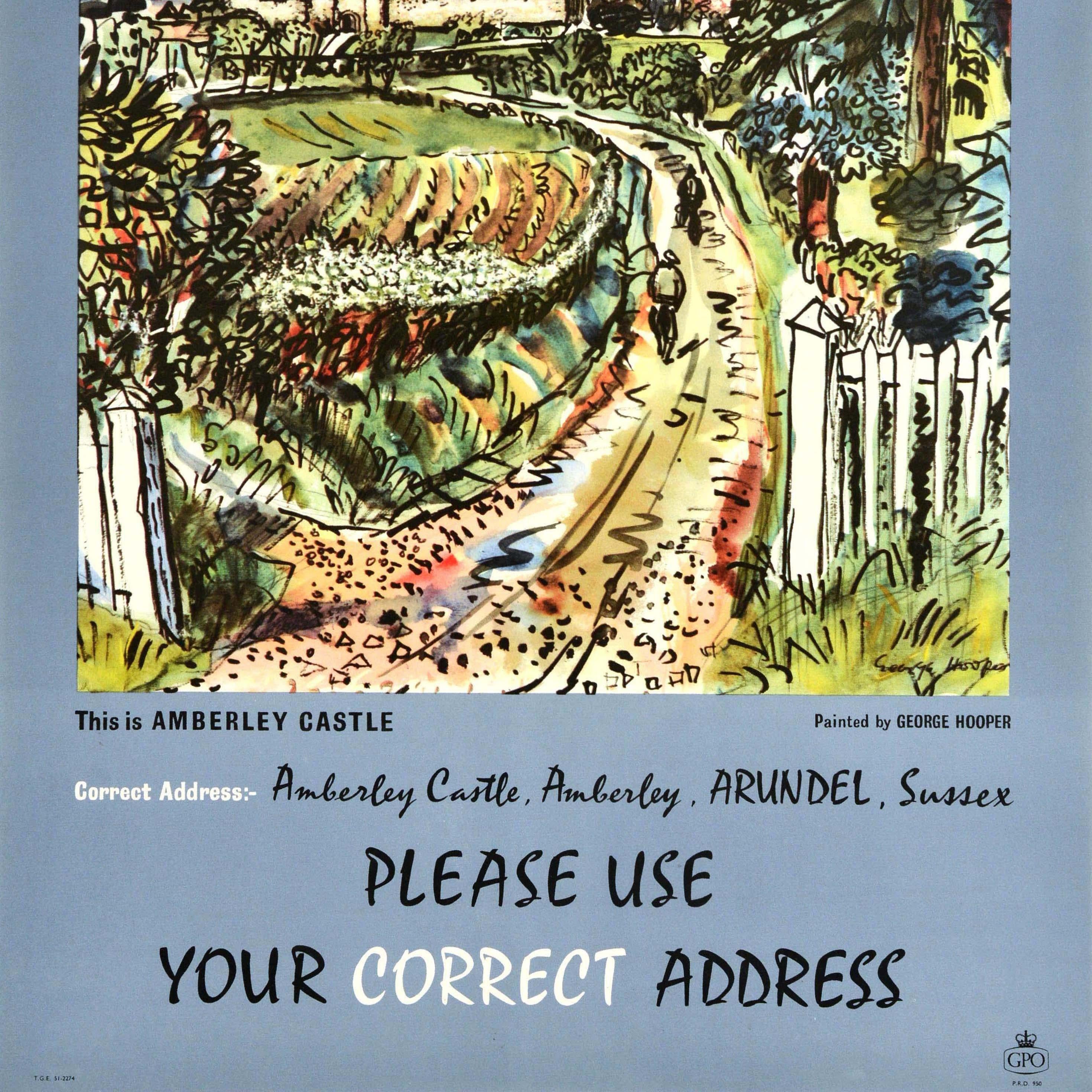 European Original Vintage Post Office Advertising Poster Amberley Castle Arundel Sussex For Sale