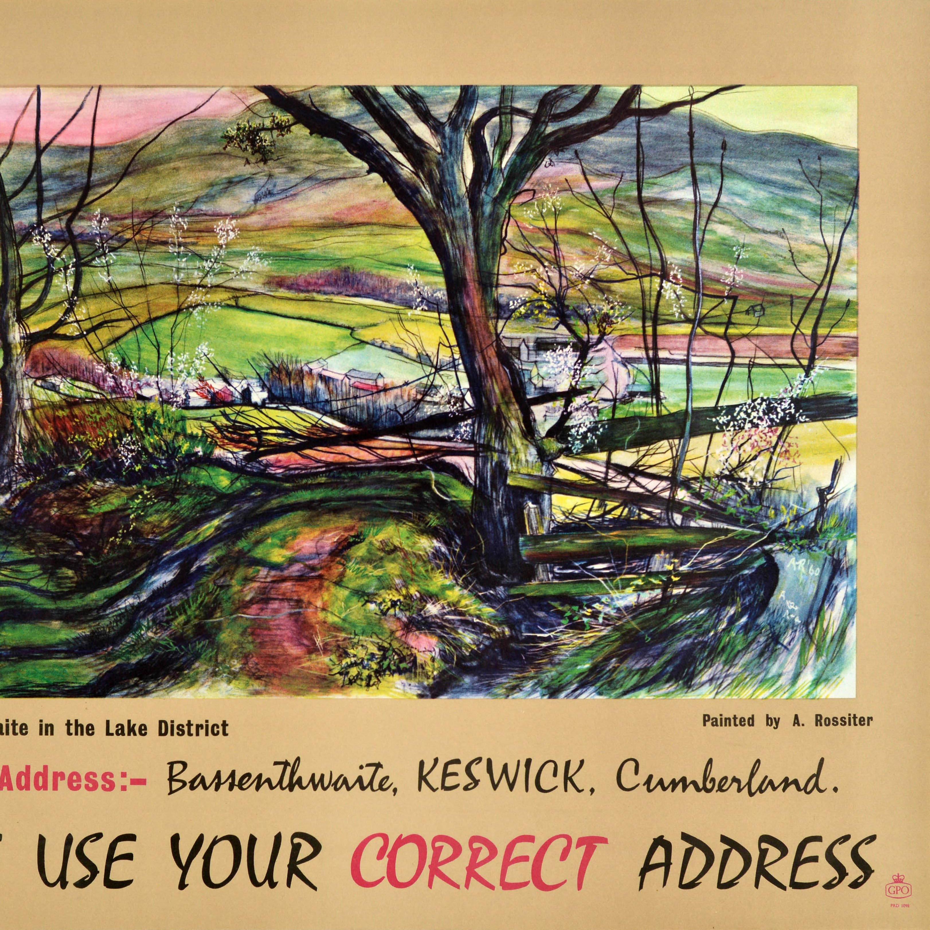 British Original Vintage Post Office Advertising Poster Bassenthwaite Keswick Cumberland For Sale