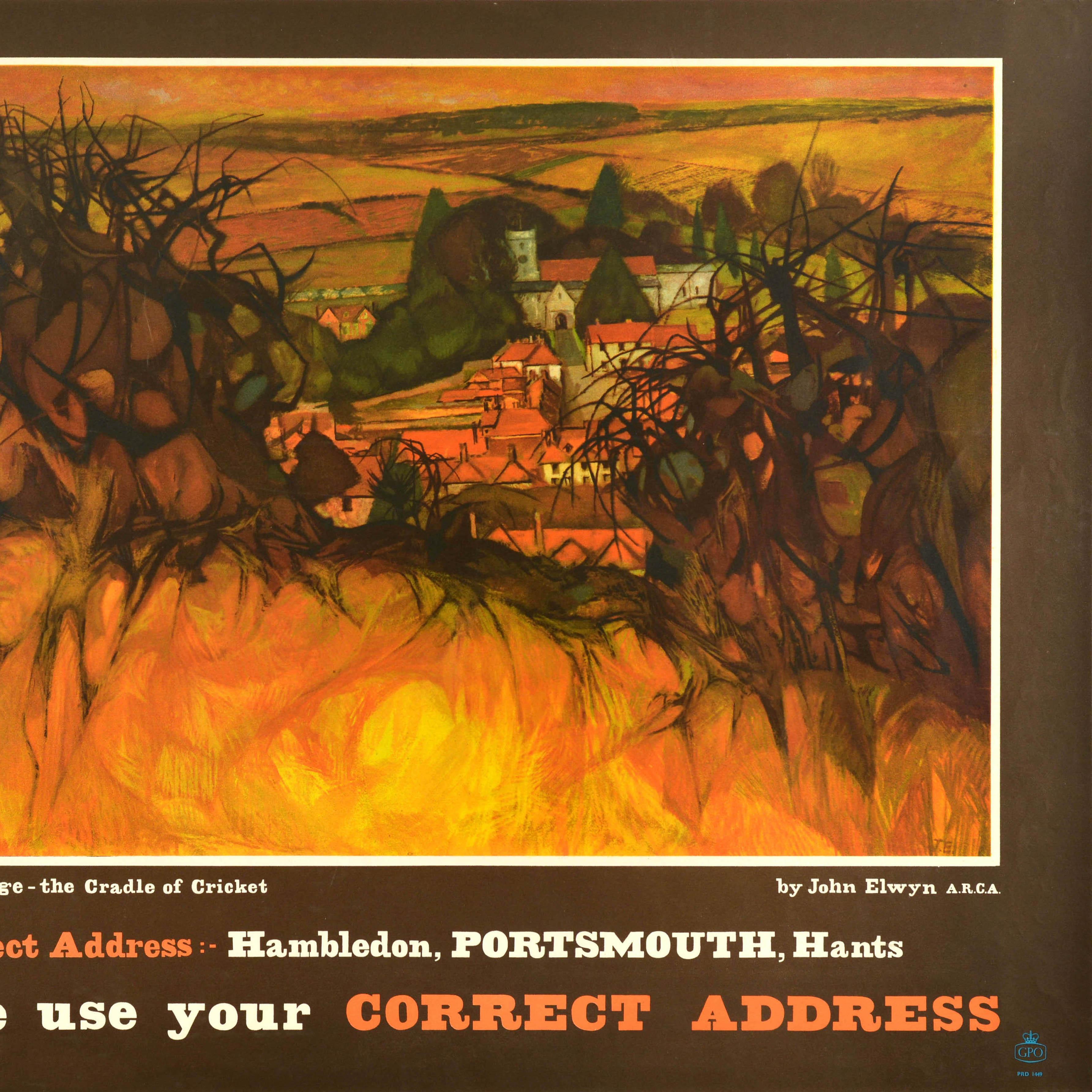 British Original Vintage Post Office Advertising Poster Hambledon Portsmouth GPO Elwyn For Sale