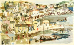 Original Vintage Post Office Advertising Poster Polruan Fowey Cornwall GPO UK