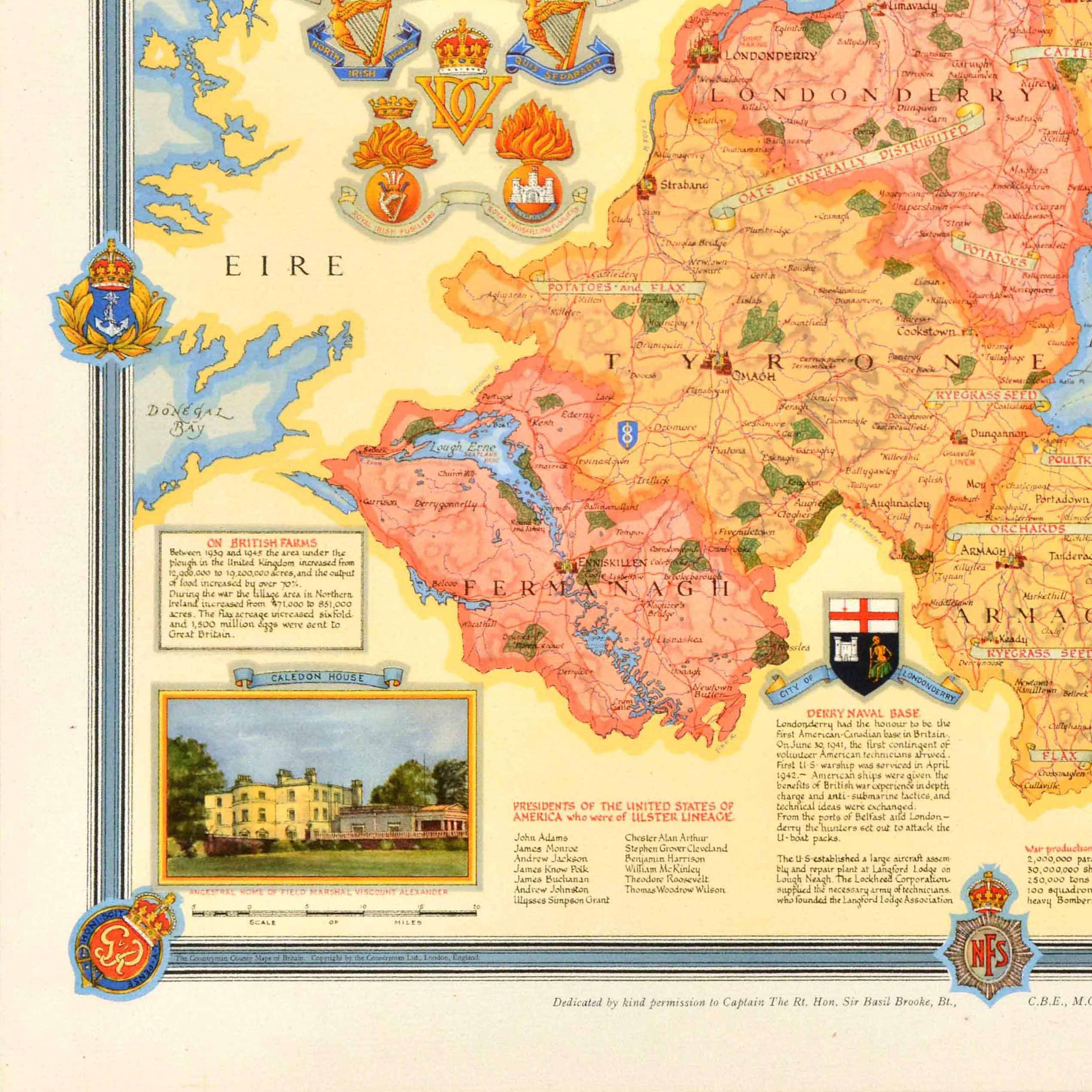 Poster mappa originale del periodo successivo alla Seconda Guerra Mondiale Irlanda del Nord Regno Unito WWII Clegg In condizioni ottime in vendita a London, GB