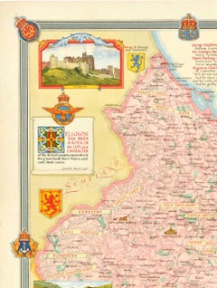 Original Vintage Post-World War Two Map Poster Northumberland UK WWII Clegg