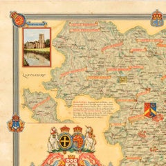 Original Vintage Post-World War Two Map Poster Yorkshire UK WWII Ernest Clegg