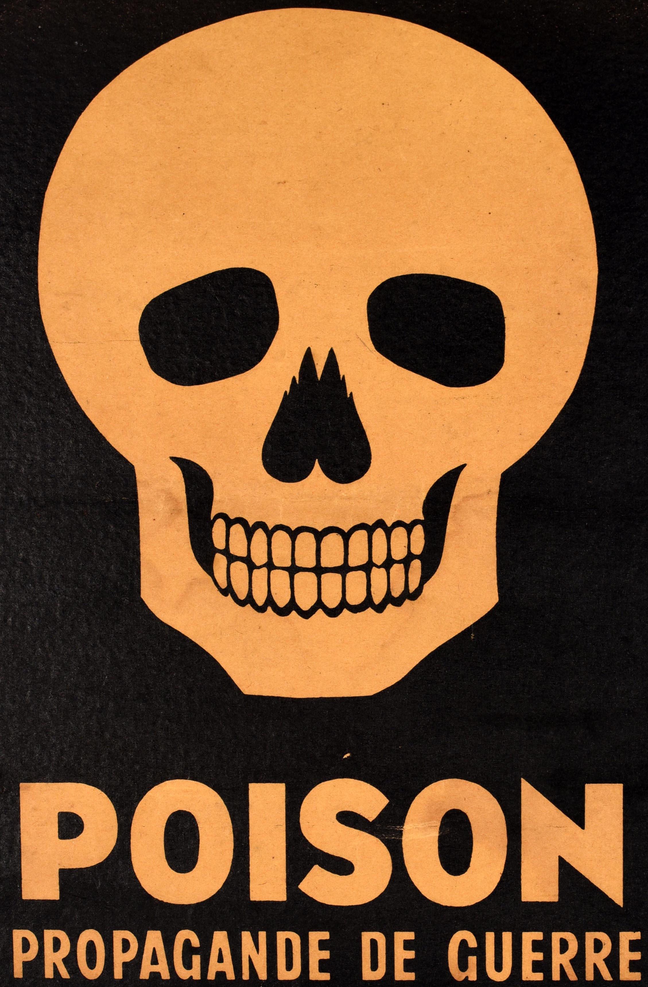 Poison Battle Original Vintage Post-World War Two Poster Poison War Propaganda Skull ...