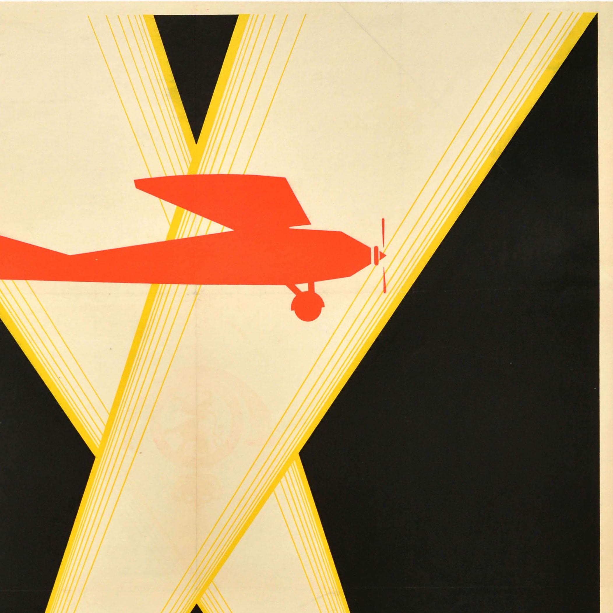 Art Déco Poster pubblicitario d'epoca dei servizi postali Bruxelles Londra Air Mail in vendita