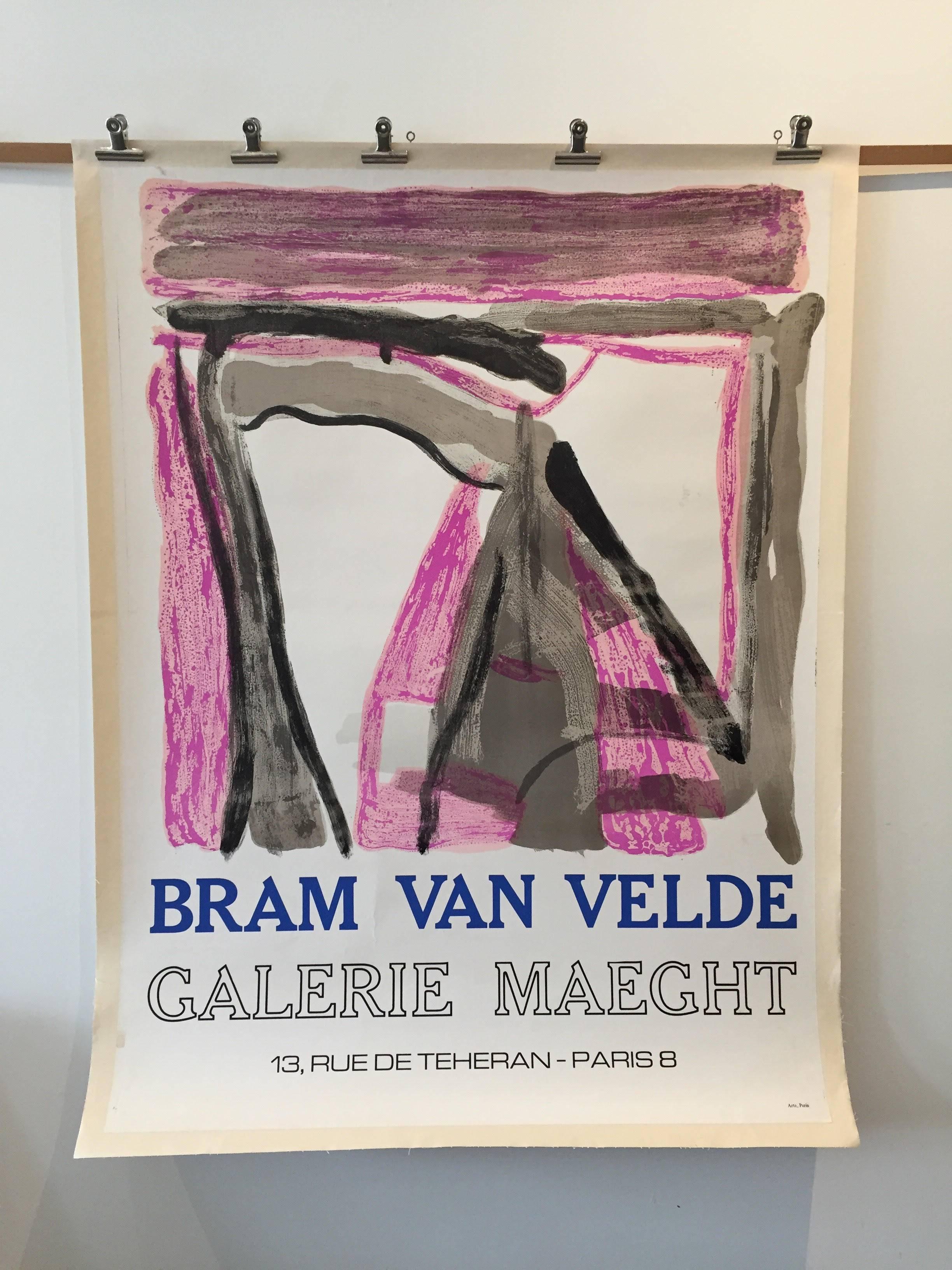 French Original Vintage Poster, Galerie Maeght Bram Van Velde, 1975 For Sale