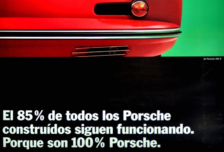 Spanish Original Vintage Poster 100% Porsche 356 B Classic Sports Car Advertising Design