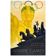 Original Vintage Poster 1936 Jeux Olympiques Berlin Allemagne Jeux Olympiques d'été Sport