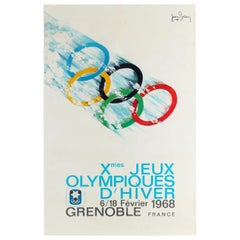 Original Retro Poster 1968 Winter Olympic Games Grenoble Jeux Olympiques Sport