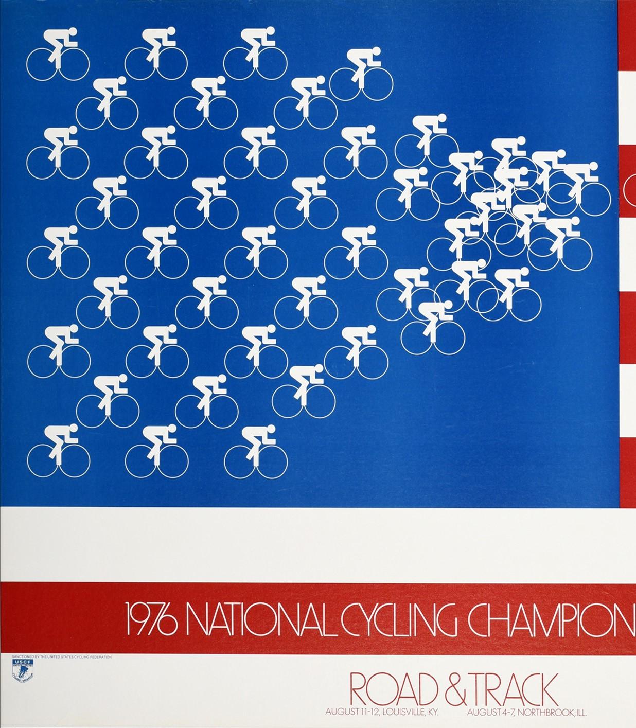 American Original Vintage Poster 1976 National Cycling Championships Sport US Flag Design For Sale