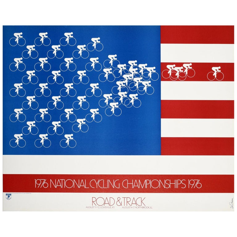 Original Vintage Poster 1976 National Cycling Championships Sport US Flag  Design For Sale at 1stDibs