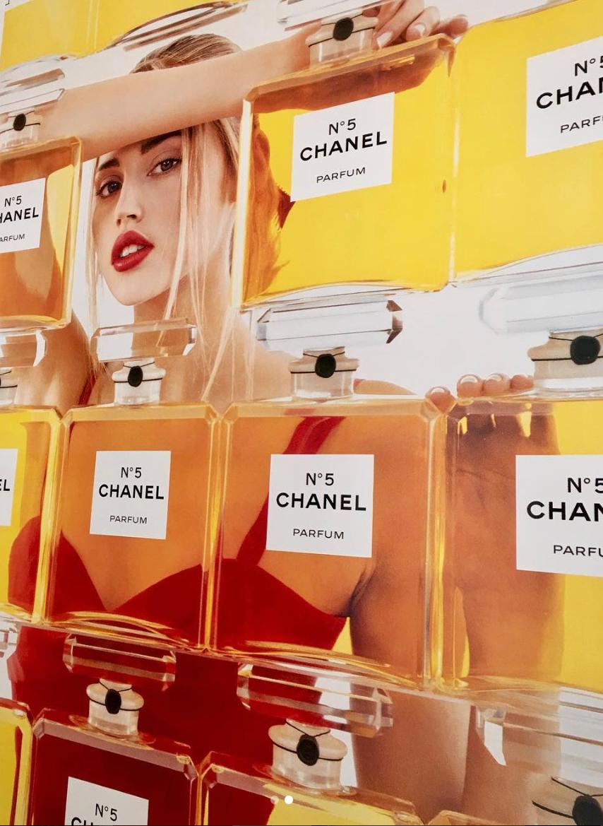 This amazing Chanel poster is currently framed in natural oak, the poster is in excellent condition. In 1997, 10 years after the artists death, Chanel re-printed the original Warhol Chanel images for an advertising campaign. The set of 4 colored